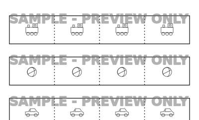 Cropped watermarked preview of Toy Train Ticket Snips